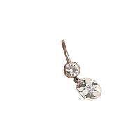 Stainless Steel Belly Ring, 304 Stainless Steel, Flat Round, fashion jewelry & for woman & with rhinestone, platinum color, 11x38mm, Sold By PC