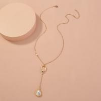Plastic Pearl Necklace Zinc Alloy with Plastic Pearl Teardrop gold color plated fashion jewelry & for woman golden nickel lead & cadmium free Length 45 cm Sold By PC