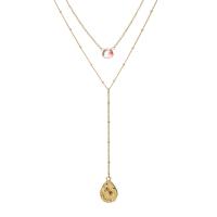 Multi Layer Necklace Zinc Alloy with Gemstone with 5cm extender chain Teardrop KC gold color plated Double Layer & fashion jewelry & for woman golden nickel lead & cadmium free Length 36 cm 45 cm Sold By PC