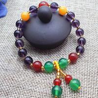 Bracelets de pierres précieuses, calcédoine, avec cristal, fait à la main, élastique & pour femme, plus de couleurs à choisir, 160mm, Vendu par PC