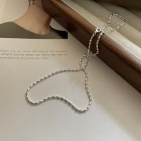 925 Sterling Silver Necklaces, polished, fashion jewelry & for woman, original color, 430mm, Sold By PC