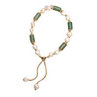 Bracelet en perles de culture d'eau douce, perle d'eau douce cultivée, avec cristal, Réglable & différents matériaux pour le choix & pour femme, rose, Vendu par PC