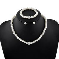 Parures de bijoux, Bracelet & boucle d'oreille & collier, perle de plastique, bijoux de mode & pour femme, blanc, 450mm, Vendu par PC