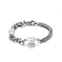Titanium Steel Bracelet & Bangle, with Shell Pearl, Vacuum Ion Plating, Unisex & different size for choice, original color, Sold By PC