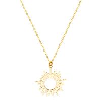 Stainless Steel Jewelry Necklace, 304 Stainless Steel, Sun, real gold plated, for woman & hollow, Length:Approx 16 Inch, Sold By PC