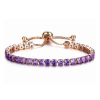 Zinc Alloy Bracelet plated adjustable & micro pave cubic zirconia & for woman 4mm Length Approx 6-9 Inch Sold By PC