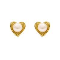 Brass Stud Earring Heart gold color plated for woman Sold By Pair