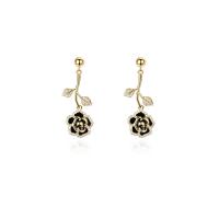 Cubic Zirconia Micro Pave Brass Earring Rose gold color plated micro pave cubic zirconia & for woman & enamel Sold By Pair