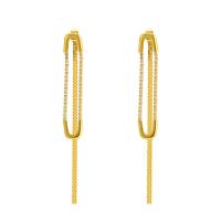 Cubic Zirconia Micro Pave Brass Earring, gold color plated, micro pave cubic zirconia & for woman, 10x90mm, Sold By Pair