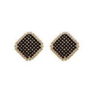 Cubic Zirconia Micro Pave Brass Earring Square plated micro pave cubic zirconia & for woman Sold By Pair