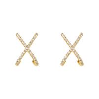Cubic Zirconia Micro Pave Brass Earring, gold color plated, micro pave cubic zirconia & for woman, 16x11mm, Sold By Pair
