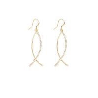 Cubic Zirconia Micro Pave Brass Earring plated micro pave cubic zirconia & for woman & hollow Sold By Pair