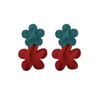 Tibetan Style Drop Earrings, Flower, stoving varnish, for woman, more colors for choice, 32x52mm, Sold By Pair