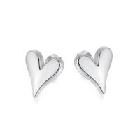 Stainless Steel Stud Earrings, 304 Stainless Steel, Heart, Vacuum Ion Plating, fashion jewelry & for woman, more colors for choice, 13.50x12mm, Sold By Pair