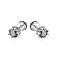 Stainless Steel Stud Earrings 304 Stainless Steel fashion jewelry & Unisex & micro pave cubic zirconia 7mm Sold By Pair