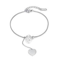 Stainless Steel Jewelry Bracelet 304 Stainless Steel with Freshwater Pearl with 1.57inch extender chain fashion jewelry & for woman Length Approx 7.09 Inch Sold By PC