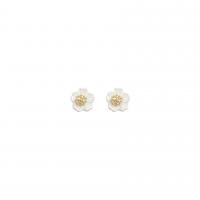 Tibetan Style Stud Earring, with ABS Plastic Pearl, high quality plated, fashion jewelry & for woman, golden, 8x8mm, Sold By Pair