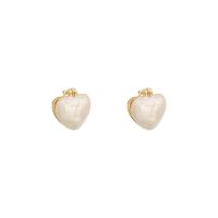 Zinc Alloy Stud Earring Heart high quality plated fashion jewelry & for woman & enamel golden Sold By Pair