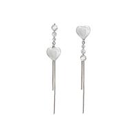 asymmetrische oorbellen, Messing, Hart, mode sieraden & micro pave zirconia & voor vrouw, zilver, 73x13mm, Verkocht door pair