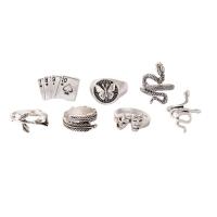 Sinc Alloy Ring Set, dath airgid plated, 7 bpíosa & jewelry faisin & do bhean, airgid, Díolta De réir Socraigh