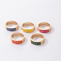 Cink Alloy Ring Set, Cink ötvözet, arany színű aranyozott, 5 darab & divat ékszerek & a nő & zománc, sokszínű, 18mm, Által értékesített Set