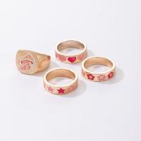 Tibetan Style Ring Set, gold color plated, 4 pieces & fashion jewelry & for woman & enamel, multi-colored, 18mm, Sold By Set