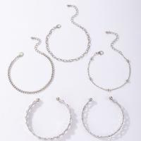 Cink Alloy narukvice, s 5cm Produžetak lanac, srebrne boje pozlaćen, 5 komada & modni nakit & za žene, srebro, Dužina 18.5 cm, Prodano By Set