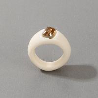Resin fingerring, mode smykker & for kvinde & med rhinestone, flere farver til valg, 18mm, Solgt af PC