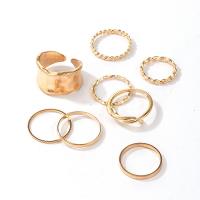 Juego de anillos de aleación de zinc, chapado en color dorado, 8 piezas & Joyería & para mujer, dorado, Vendido por Set
