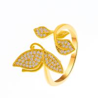 Brass Finger Ring, plated, fashion jewelry & for woman & with rhinestone, more colors for choice, 17mm, Sold By PC