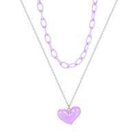 Multi Layer Necklace Resin with Plastic with 5.5 extender chain Heart fashion jewelry & multilayer & for woman Length 42-48 cm Sold By PC