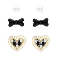 Zinc Alloy Stud Earring with Plastic Pearl 6 pieces & fashion jewelry & for woman  30010.4cm Sold By Set