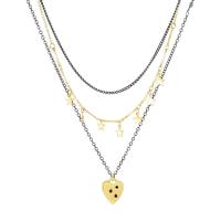 Mode-Multi-Layer-Halskette, Zinklegierung, mit Verlängerungskettchen von 4, Herz, 18K vergoldet, Modeschmuck & mehrschichtig & für Frau, 0.7x0.8cmu30011.5x1.8cm, Länge:38-50.5 cm, verkauft von PC