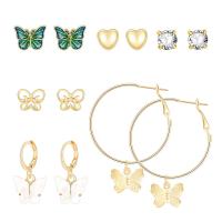 Zinc Alloy Stud Earring polished 6 pieces & fashion jewelry & for woman Sold By Set