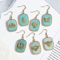 ​Amazonite​ Drop Earring, with Brass, Rectangle, gold color plated, different designs for choice & for woman, light blue, 19.30x3.35x30mm, Sold By Pair