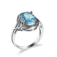 Cubic Zircon Brass Finger Ring with Cubic Zirconia Oval platinum plated & for woman & faceted blue nickel lead & cadmium free Sold By PC