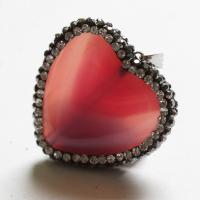 Agate Jewelry Pendants, with Rhinestone Clay Pave, Heart, Unisex, more colors for choice, 34x33mm, Sold By PC