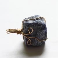 Gemstone Pendants Jewelry, with Brass, plated, Unisex, more colors for choice, 32x52mm, Sold By PC