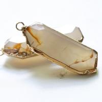 Agate Jewelry Pendants, with Brass, gold color plated, Unisex, more colors for choice, 17x52mm, Sold By PC