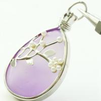 Agate Jewelry Pendants with Plastic Pearl & Brass Teardrop silver color plated Unisex Sold By PC
