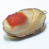 Lace Agate Pendants, with Brass, gold color plated, Unisex, more colors for choice, 33x55mm, Sold By PC
