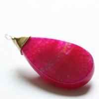 Agate Jewelry Pendants, with Brass, Teardrop, gold color plated, Unisex, more colors for choice, 27x61mm, Sold By PC