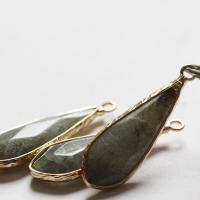 Gemstone Pendants Jewelry, with Brass, Teardrop, gold color plated, Unisex, more colors for choice, 12x38mm, Sold By PC