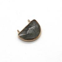 Gemstone Connector, Labradorite, with Brass, Dome, gold color plated, DIY & faceted & 1/1 loop, grey, 26x32mm, Sold By PC