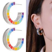 Tibetan Style Stud Earring, plated, for woman & enamel, more colors for choice, nickel, lead & cadmium free, 25mm, Sold By Pair