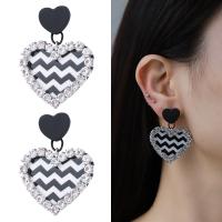 Zinc Alloy Drop Earrings with Velveteen silver color plated & for woman & enamel & with rhinestone nickel lead & cadmium free Sold By PC