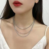 Multi Layer Necklace Zinc Alloy silver color plated & for woman silver color nickel lead & cadmium free Sold By PC