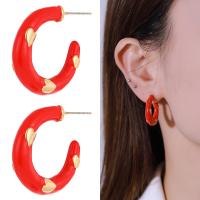 Zinc Alloy Stud Earring gold color plated for woman & enamel nickel lead & cadmium free Sold By Pair