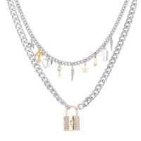 Multi Layer Necklace, Brass, with Glass Pearl, plated, different styles for choice & micro pave cubic zirconia & for woman, nickel, lead & cadmium free, Sold By PC