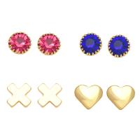 Cubic Zirconia Micro Pave Brass Earring, 18K gold plated, different styles for choice & micro pave cubic zirconia & for woman, more colors for choice, nickel, lead & cadmium free, 7x8mm, Sold By Pair